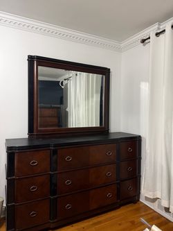 Dark Wood Dresser with Mirror
