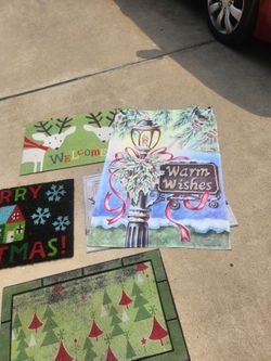 4 nice Christmas door mats+a Christmas flag