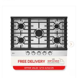 LG 30 inch Gas Cooktop in Stainless Steel with 5 Burners with EasyClean (BRAND NEW)