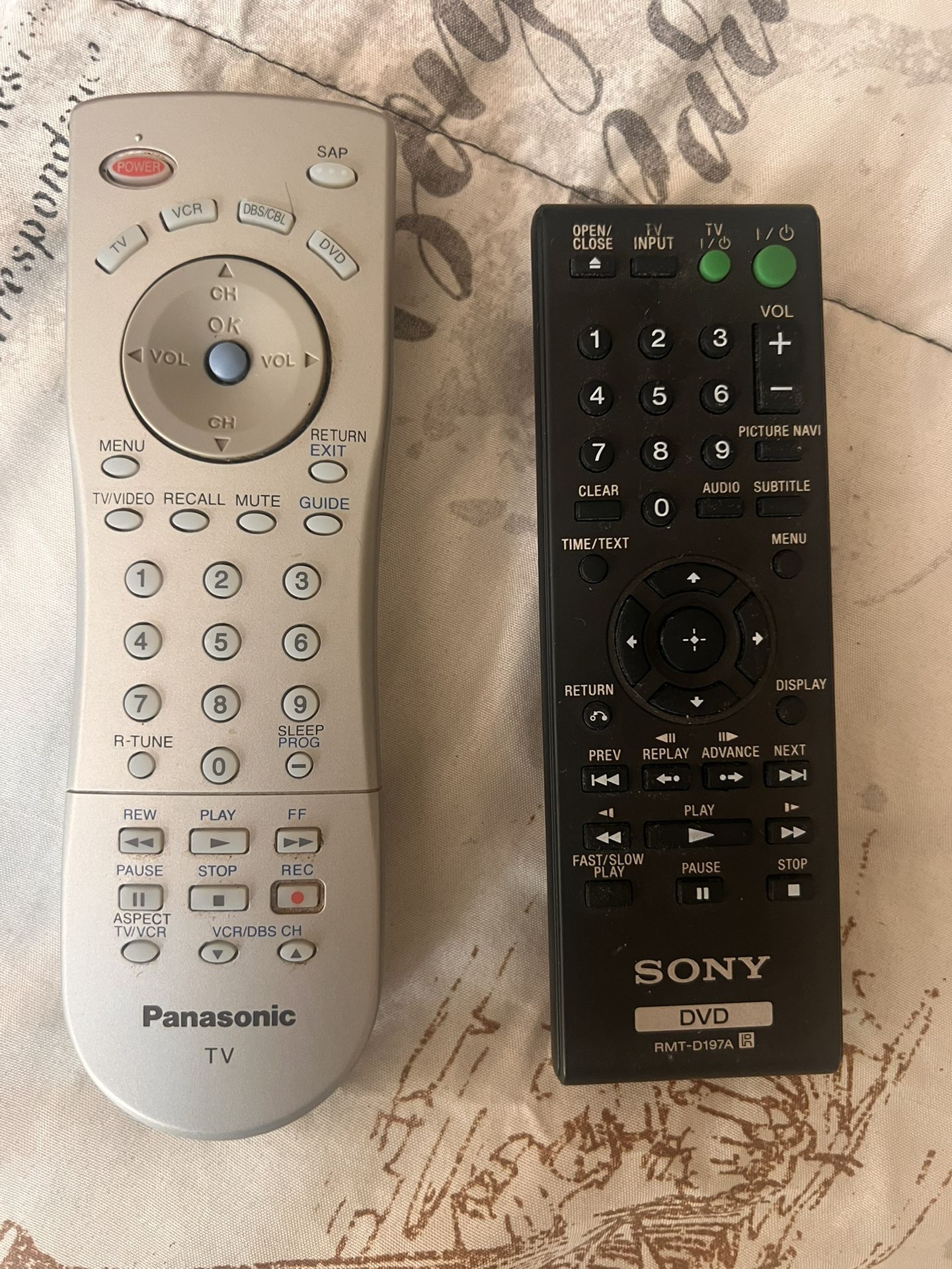 Panasonic Remote Control And Sony Remote Control