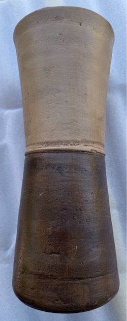 Vintage Hecho En Mexico Terracotta Clay Vase - Two-Tone Rustic Pottery Floor Planter