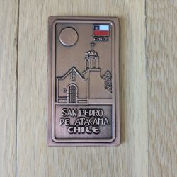 San Pedro de Atacama Chile Metal Fridge Magnet Vintage Souvenir Chile Flag 4"x2"
