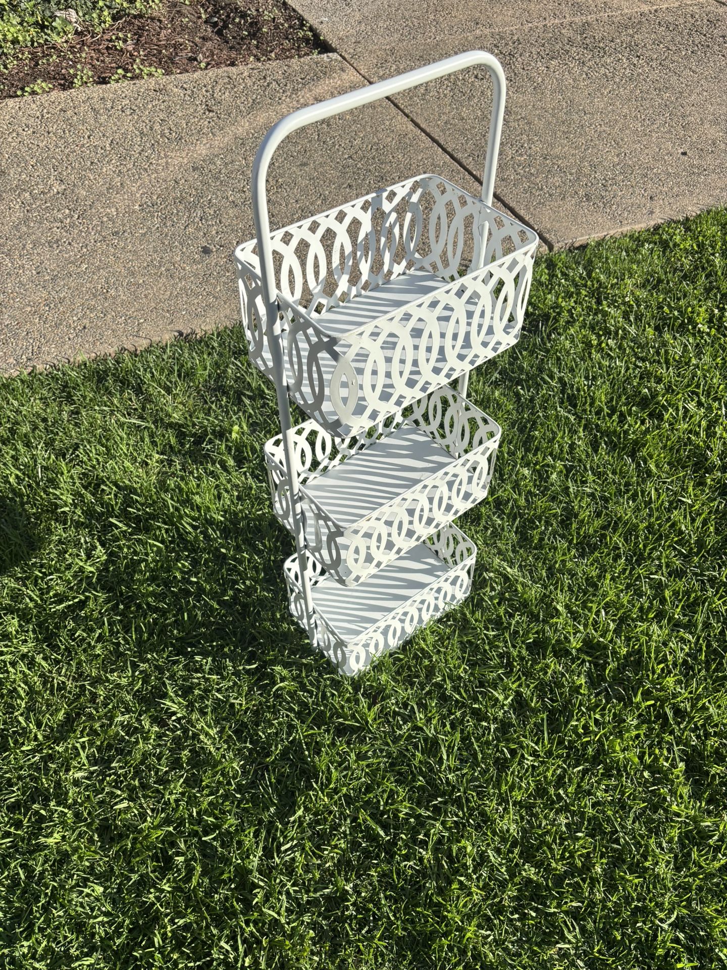 Plant Stand/ Storage Stand 3 Tiered White Metal