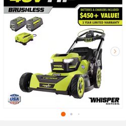 Lawnmower Ryobi Awd Come W 2 Batteries And Fast Charger New $320
