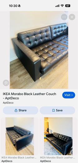 Black leather sofa