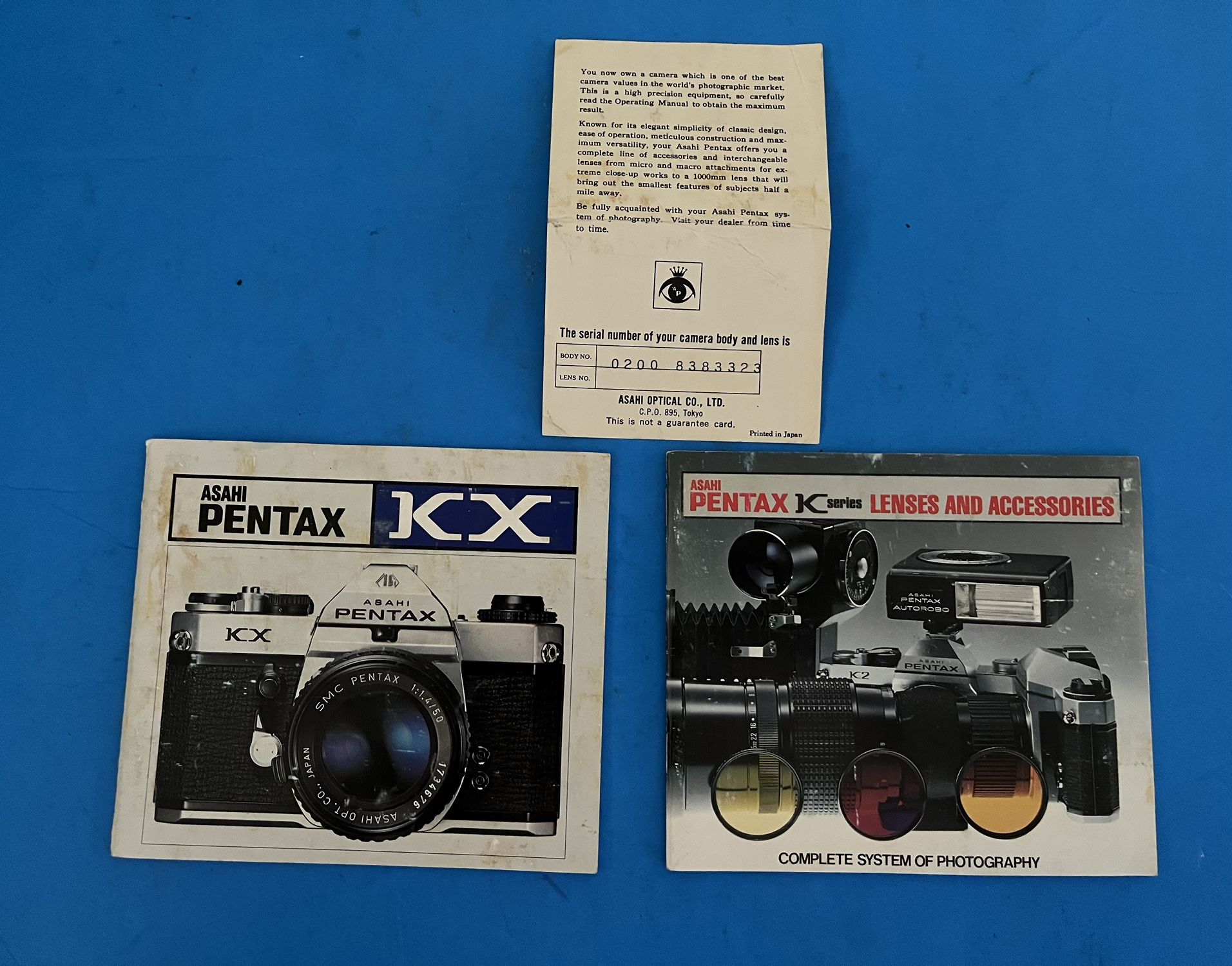 Excellent Vintage Asahi Pentax KX And Lenses Instruction Manual
