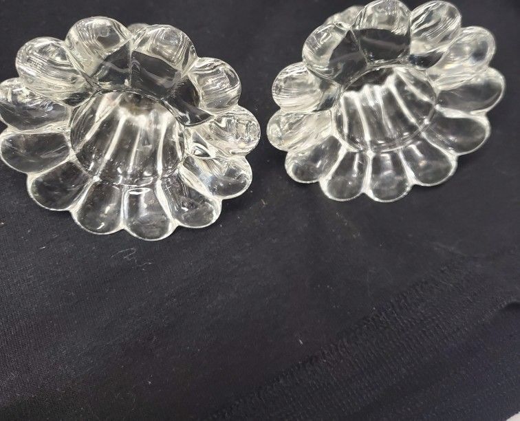 Vintage Floral Clear Glass Candle Holders