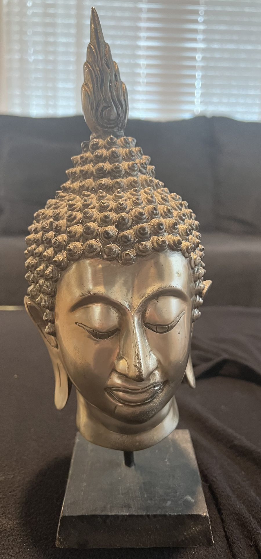  Buddha Head Statue Silver 