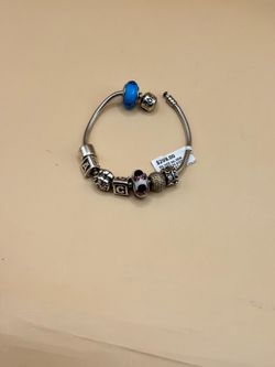 Authentic Pandora Moments Charm Bracelet - Murano Glass & Alphabet Blocks