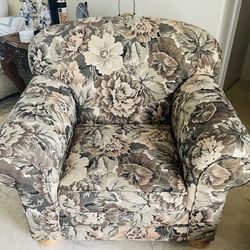 Floral Armchair And Matching Ottoman