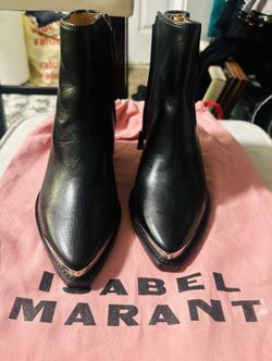Isabel Marant Black Leather Ankle Booties 