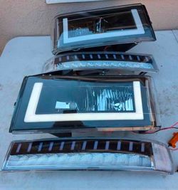 03-23 Chevrolet Express Gmc Savana LED DRL Headlights Luces Micas Calaveras Faros Faroles Focos Headlamps Chevy