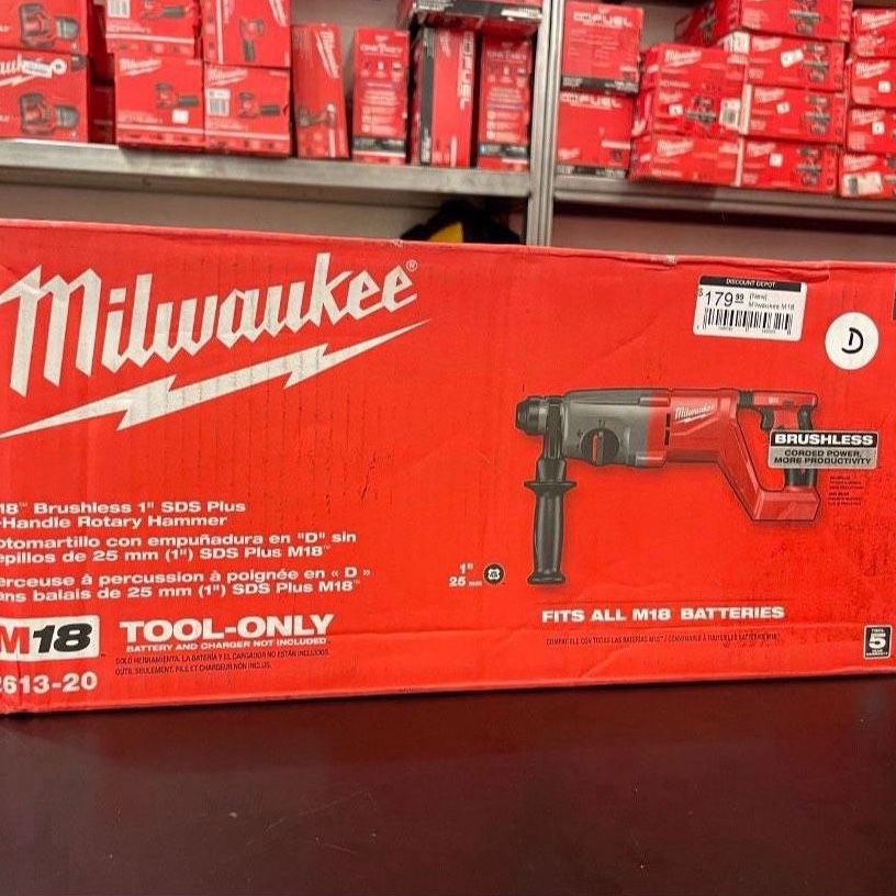 MILWAUKEE M18 18V Lithium-Ion Brushless Cordless 1 in. SDS-Plus D-Handle Rotary Hammer (Tool-Only)…….2613-20