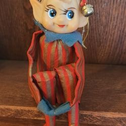 Vintage Christmas Knee Hugging Elf Decor 