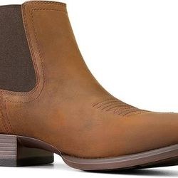 NEW SZ 11.5 Casual Boots Ariat Men Booker Ultra Embroidered Square Toe Chelsea Ankle Brown