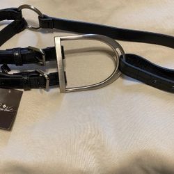 Patricia Nash Black Leather Stirrup Belt Women’s Small NWT