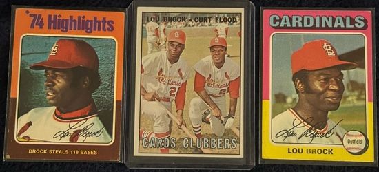 Lou Brock Vintage Card Lot – 1967 & 1975 Topps – Cardinals HOF
