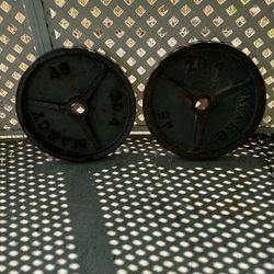 Vintage Marcy Pair Of 45 Lb  20.4 K Weight Plates