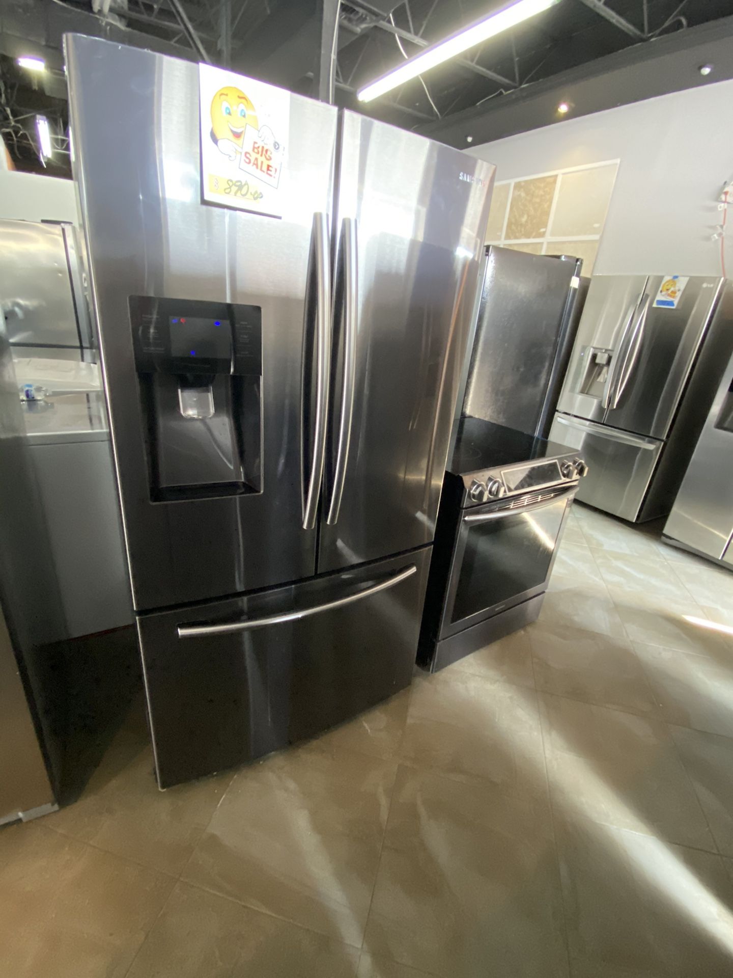 Samsung stainless steel refrigerator 36” wide working perfect and 45 days warranty. Delivery service available