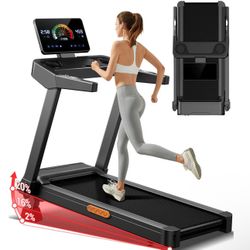 Fitness Home Folding Incline Treadmill with Pulse Sensors,, 400 lbs Capacity (Black )