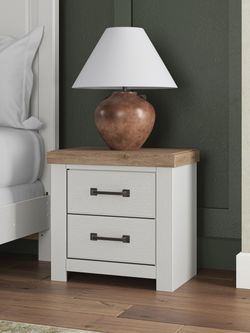 Savonport White/Brown Two Drawer Nightstand