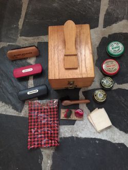 Wooden shoe shine box
