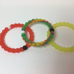 Lokai Style Cool Kids Rubbery Fun Bracelets Glow In Dark Three