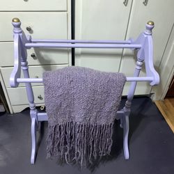 Stunning Blanket Stand Vintage- Refinished In Periwinkle and Gold accent 