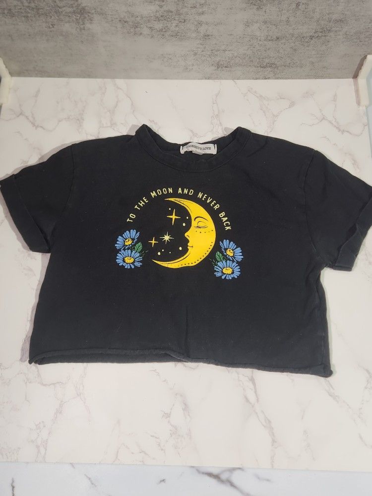 Obsessive Love “To the Moon and Never Back” Graphic Crop Tee – Size XS