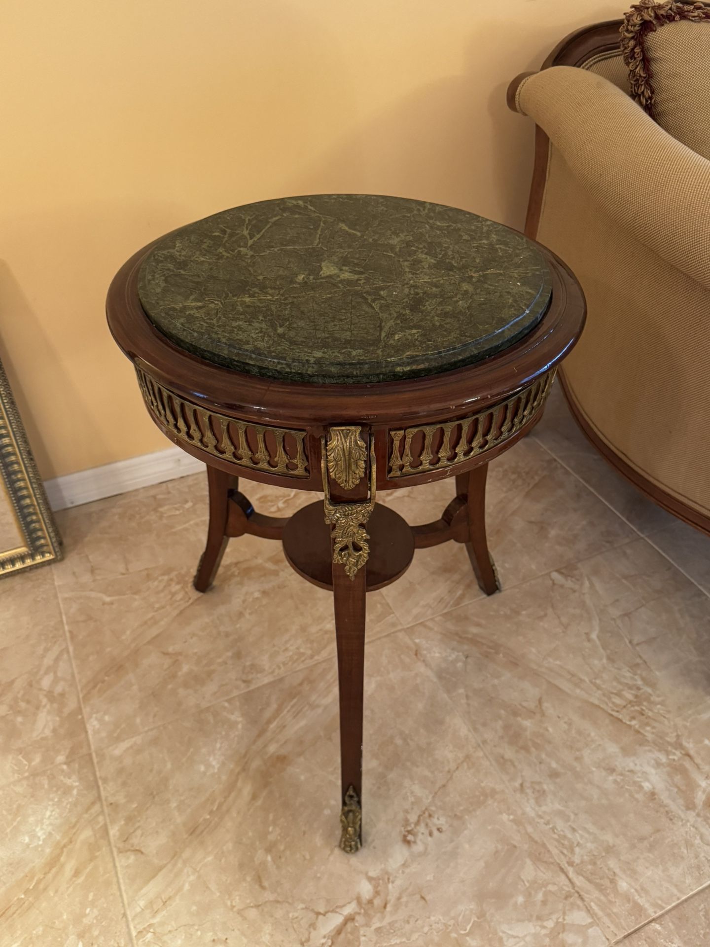 antique french empire marble top Ormalu mounted plant stand pedastal table - Excellent Condition ( Value $995)