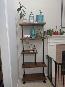 Solid wood rustic plant stand