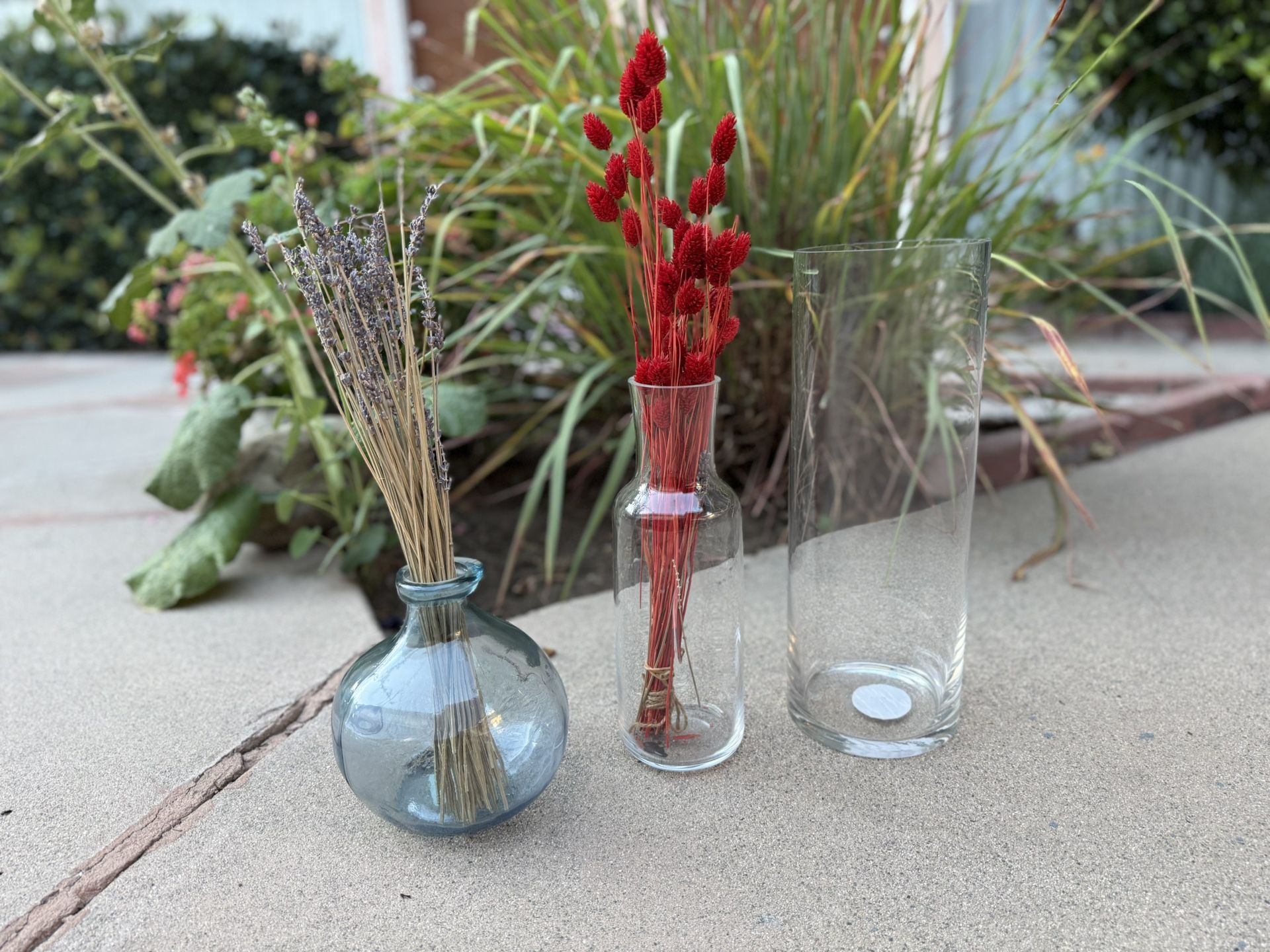 3 Glass Flower Vases
