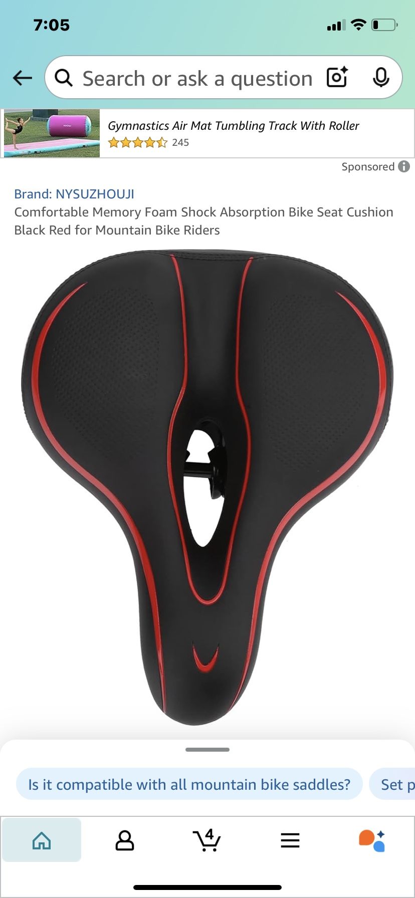 New Memory Foam Bike Seat