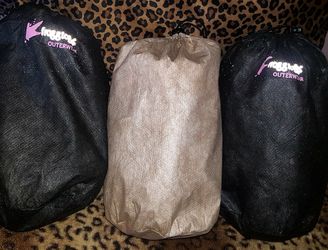 FroggToggs outerwear. Waterproof, 3 suits all Size small. Each suit comes with its own bag, a jacket and pants.