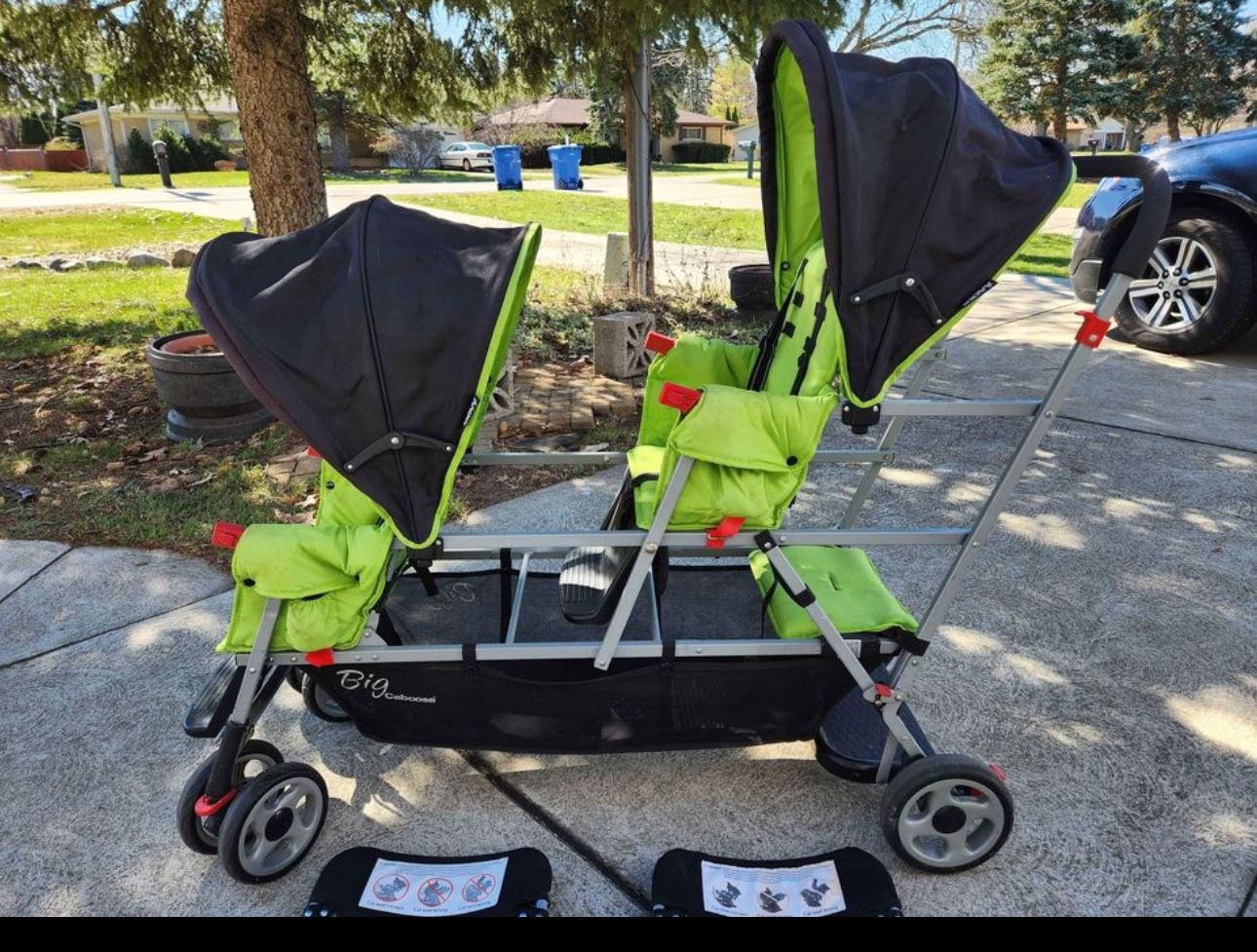Joovy Big Caboose, Triple Stroller With All Attachments And Manual