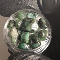 Natural Emeralds (Beryl) In a Display 
