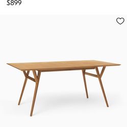 West Elm Mid-Century Extendable Dining Table – 5ft + Leaf – Solid Wood (Fair Condition) 