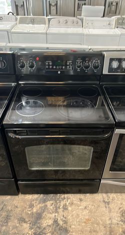 GE Black Electric Range with Glass Top