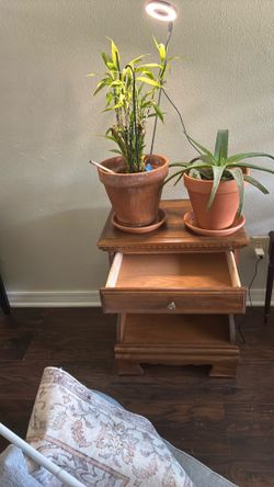 Brown wooden table with drawer very sturdy
