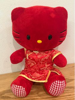 Hello Kitty Plush Build-A-Bear Red Gingham Heart Chinese New Year Kimono Plush