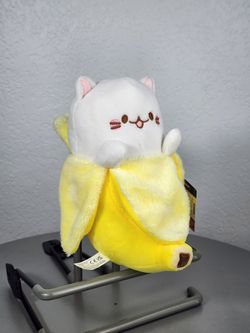 8" Bananya White Cat In Banana Plush