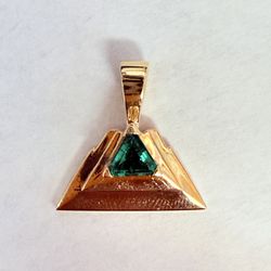 14K Gold & Synthetic Emerald Pendant