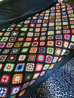 Huge Vintage Hand Crocheted Blanket