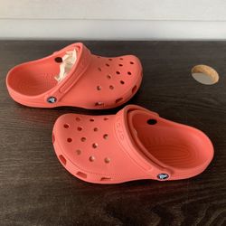 Crocs Classic Clog Sandals Women's 8 Orange Pink Comfort Mule Garden Slip On