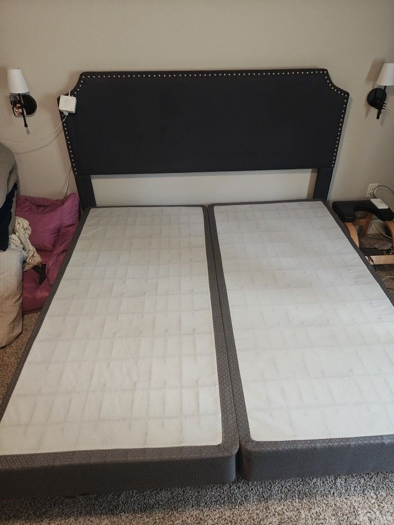 King Bed Frame, Box Springs, And Headboard