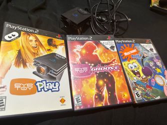 Playstation 2 Ps2 Eye Toy Camera and Game Lot Nicktoons Dance