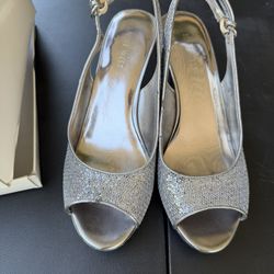 Nine West Silver Sling Backs- 