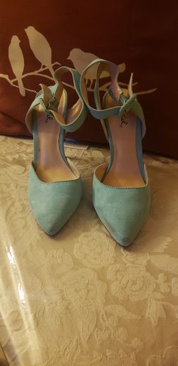 Teal strap heels