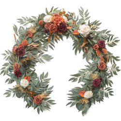 loroom 6ft Artificial Eucalyptus Garland with Flowers Fak