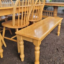 Farmhouse Dining Table Bench/ Chair/seating/Country /Rustic/Shabby/Distressed/Solid Wood/Oak/rare/Shiney/Clean/Western /Golden/Kitchen/Room/
